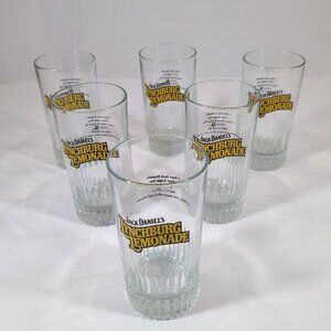Jack Daniels Lynchburg Lemonade Glasses Drink Recipe Bar 12 Ounces Lot of Six 6